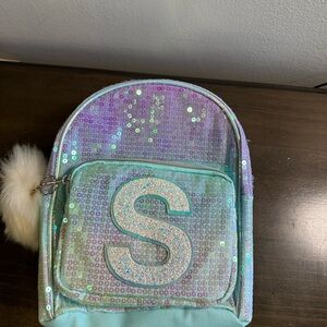 Justice Sequin Backpack with Initial 'S' - Purple and Blue